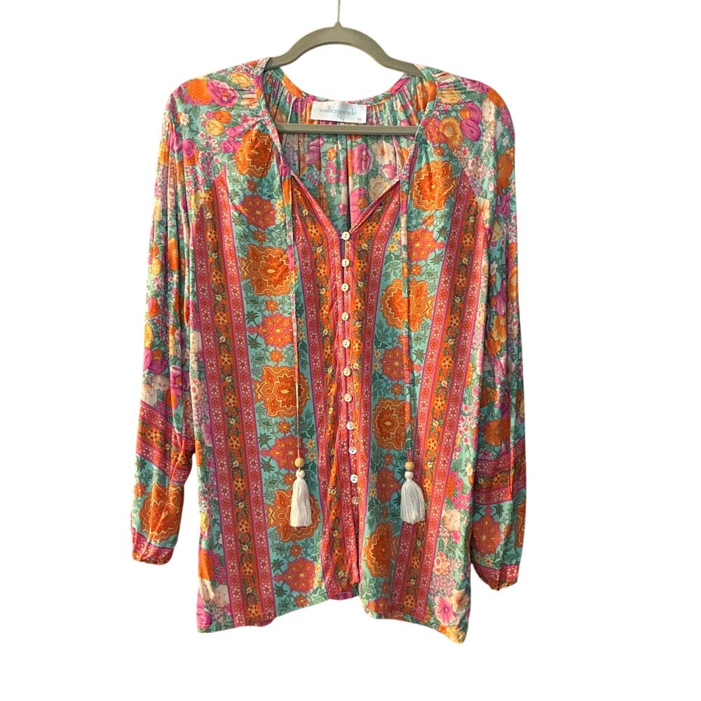 Walker & Wade Anthropologie Sonia Blouse‎ XS Julep Floral Button Front $158 NWOT